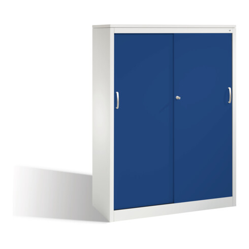 C+P Schiebetürenschrank Acurado, H1600xB1200xT500mm, Front Enzianblau, Korpus Lichtgrau