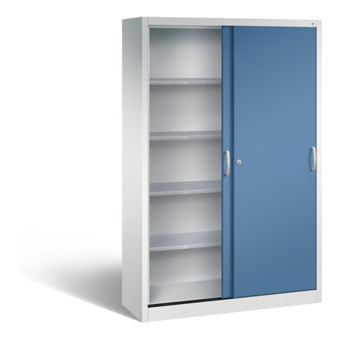 C+P Schiebetürenschrank Acurado, H1950xB1200xT400mm, Front Fernblau, Korpus Lichtgrau (2049-00)