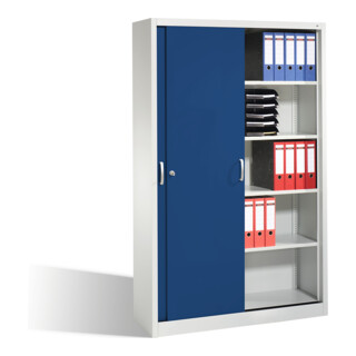 C+P Schiebetürenschrank Acurado, Front Enzianblau, Korpus Lichtgrau