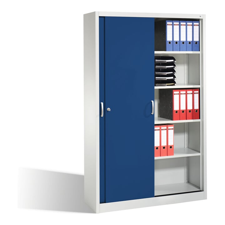 C+P Schiebetürenschrank Acurado, H1950xB1200xT400mm, Front Enzianblau, Korpus Lichtgrau (2040-00)