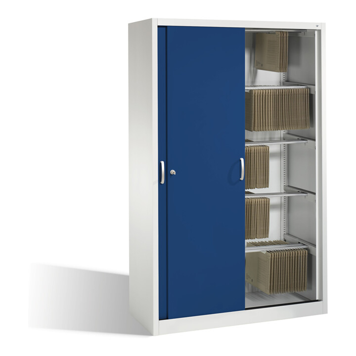 C+P Schiebetürenschrank Acurado, H1950xB1200xT500mm, Front Enzianblau, Korpus Lichtgrau (2050-60)