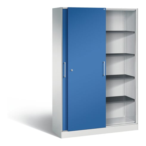 C+P Schiebetürenschrank Asisto, H1980xB1200xT435mm, Front Enzianblau, Korpus Lichtgrau (142001-000)