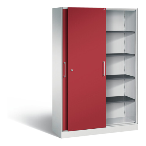 C+P Schiebetürenschrank Asisto, H1980xB1200xT435mm, Front Rubinrot, Korpus Lichtgrau (142001-000)