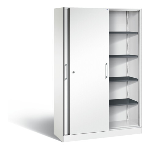C+P Schiebetürenschrank Asisto, H1980xB1200xT435mm, Front Verkehrsweiß, Korpus Verkehrsweiß (142001-000)