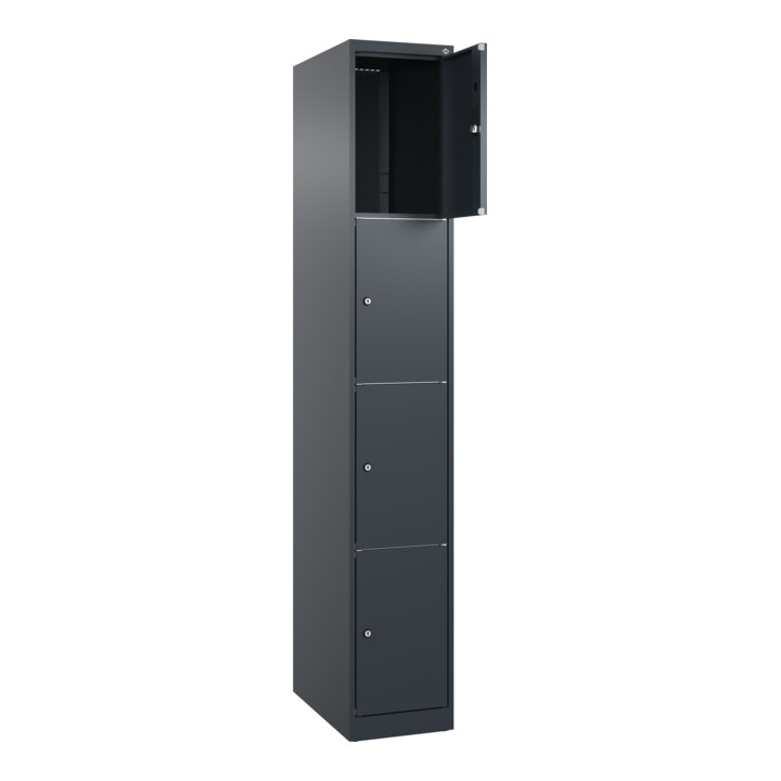 C+P Schließfachschrank Classic PLUS, 1 Abteil, 1850x300x500mm, 7016/7016 Innenhöhe Gefach oben (oberes 453 mm Front RAL 7016 Anthrazitgrau