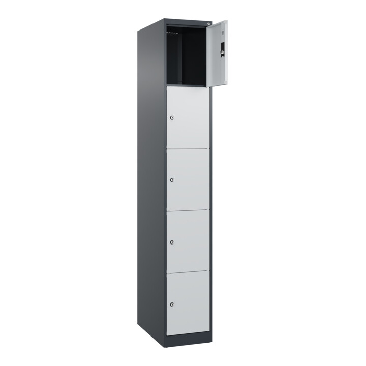 C+P Schließfachschrank Classic PLUS, 1 Abteil, 1850x300x500mm, 7016/7035 Innenhöhe Gefach oben (oberes 365 mm Front RAL 7035 Lichtgrau