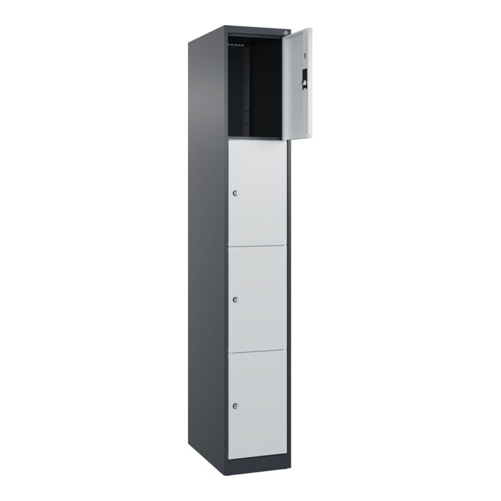C+P Schließfachschrank Classic PLUS, 1 Abteil, 1850x300x500mm, 7016/7035 Innenhöhe Gefach oben (oberes 453 mm Front RAL 7035 Lichtgrau