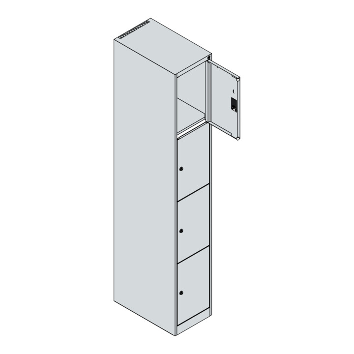 C+P Schließfachschrank Classic PLUS, 1 Abteil, 1850x300x500mm, 7035/0024 Innenhöhe Gefach oben (oberes 453 mm Front 1108060 RDS Viridingrün