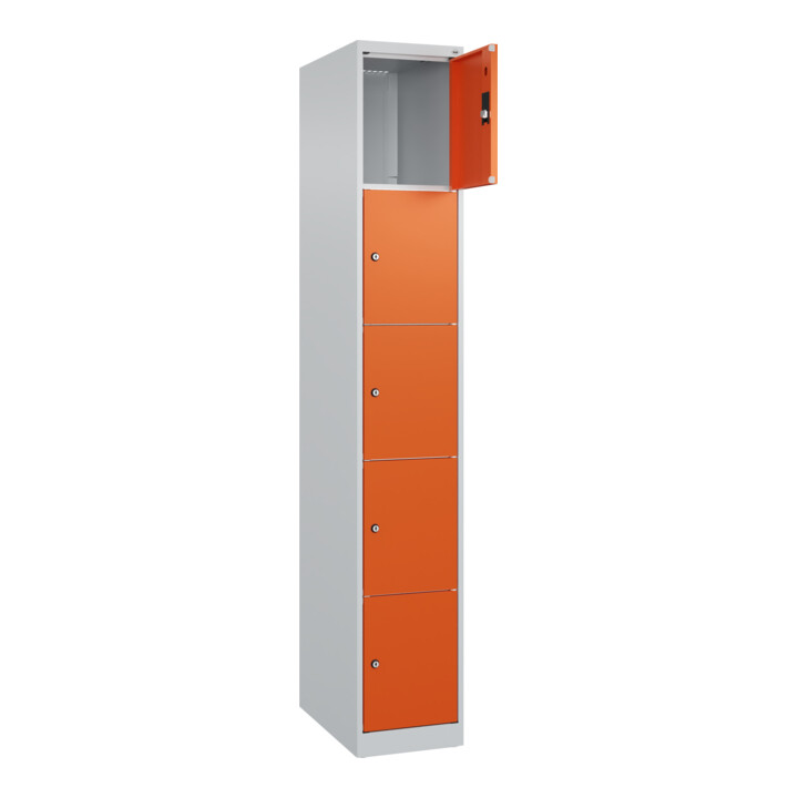C+P Schließfachschrank Classic PLUS, 1 Abteil, 1850x300x500mm, 7035/2004 Innenhöhe Gefach oben (oberes 365 mm Front RAL 2004 Reinorange