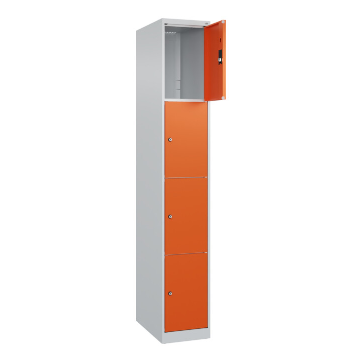 C+P Schließfachschrank Classic PLUS, 1 Abteil, 1850x300x500mm, 7035/2004 Innenhöhe Gefach oben (oberes 453 mm Front RAL 2004 Reinorange