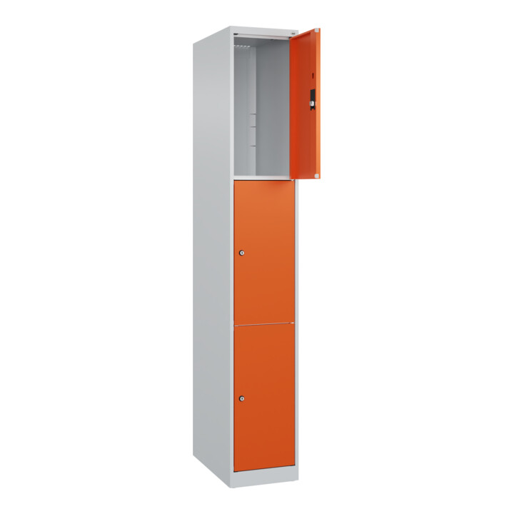C+P Schließfachschrank Classic PLUS, 1 Abteil, 1850x300x500mm, 7035/2004 Innenhöhe Gefach oben (oberes 599 mm Front RAL 2004 Reinorange