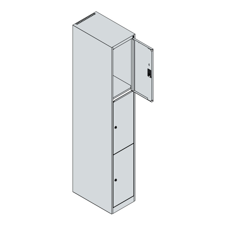 C+P Schließfachschrank Classic PLUS, 1 Abteil, 1850x300x500mm, 7035/2004 Innenhöhe Gefach oben (oberes 599 mm Front RAL 2004 Reinorange