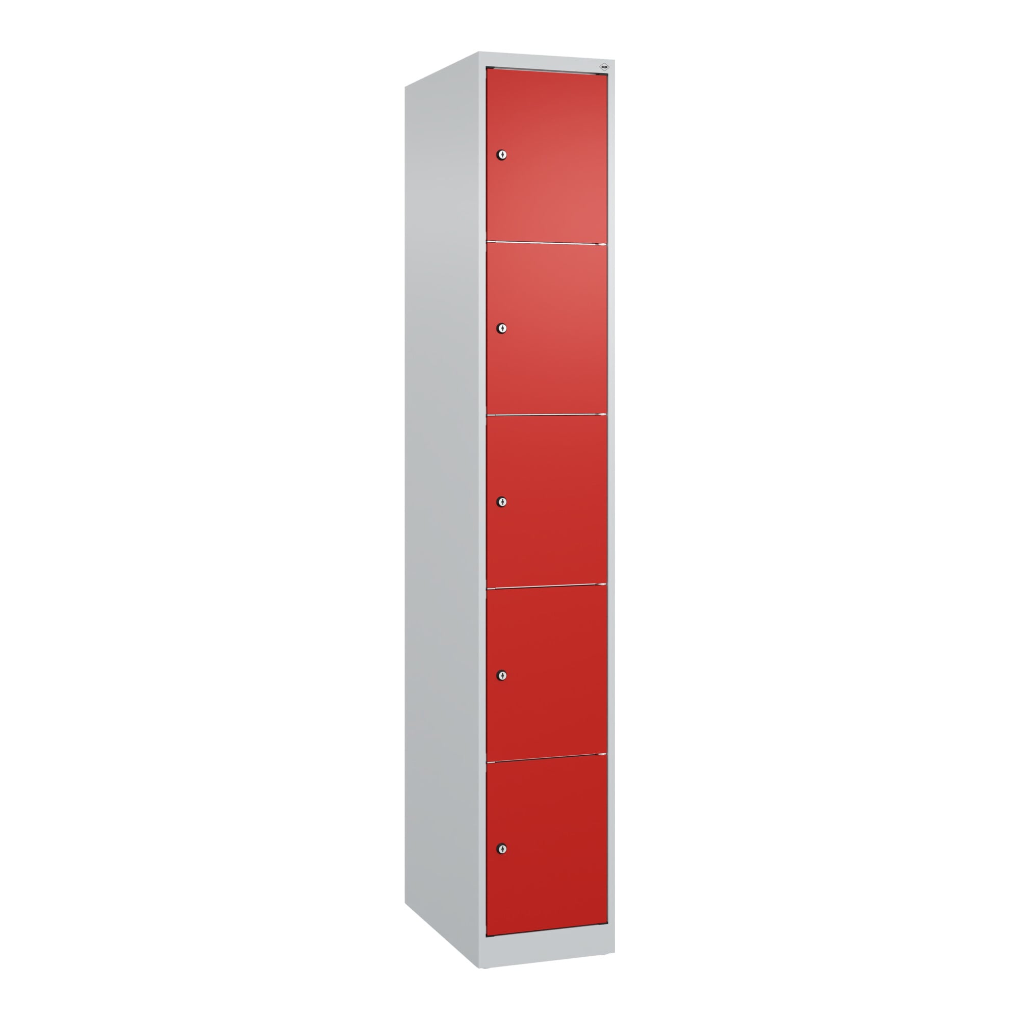 C+P Schließfachschrank Classic PLUS, 1 Abteil, 1850x300x500mm, 7035/3020 Innenhöhe Gefach oben (oberes 365 mm Front RAL 3020 Verkehrsrot ; C + P Möbel