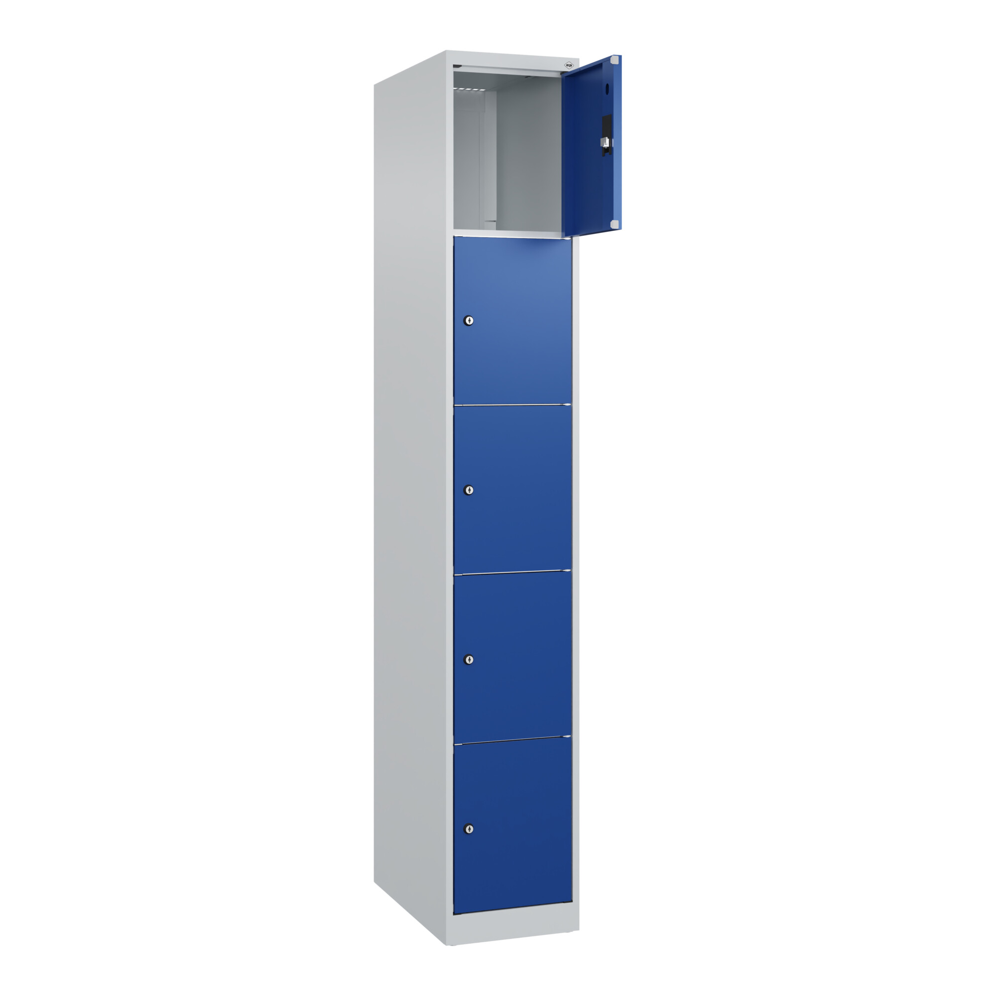C+P Schließfachschrank Classic PLUS, 1 Abteil, 1850x300x500mm, 7035/5010 Innenhöhe Gefach oben (oberes 365 mm Front RAL 5010 Enzianblau ; C + P Möbels