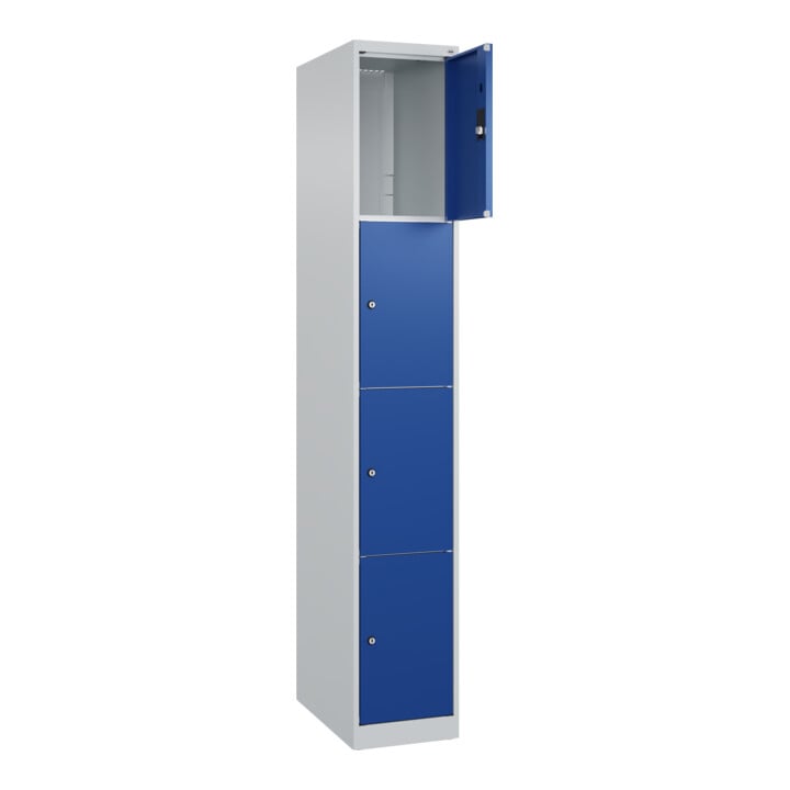 C+P Schließfachschrank Classic PLUS, 1 Abteil, 1850x300x500mm, 7035/5010 Innenhöhe Gefach oben (oberes 453 mm Front RAL 5010 Enzianblau