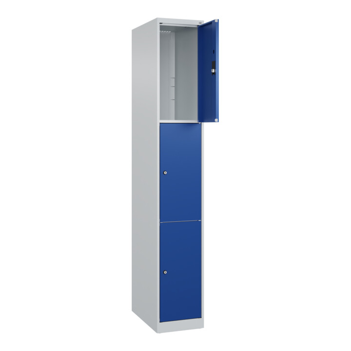 C+P Schließfachschrank Classic PLUS, 1 Abteil, 1850x300x500mm, 7035/5010 Innenhöhe Gefach oben (oberes 599 mm Front RAL 5010 Enzianblau