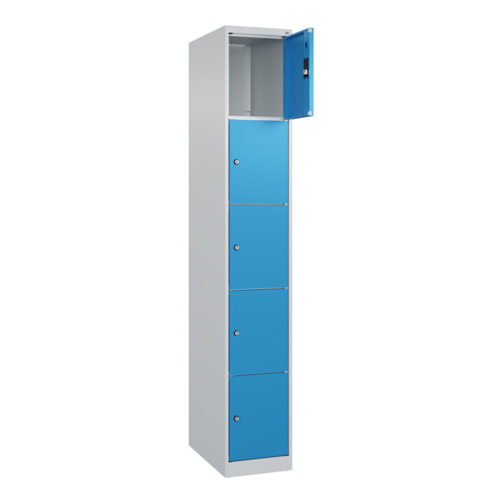 C+P Schließfachschrank Classic PLUS, 1 Abteil, 1850x300x500mm, 7035/5012 Innenhöhe Gefach oben (oberes 365 mm Front RAL 5012 Lichtblau