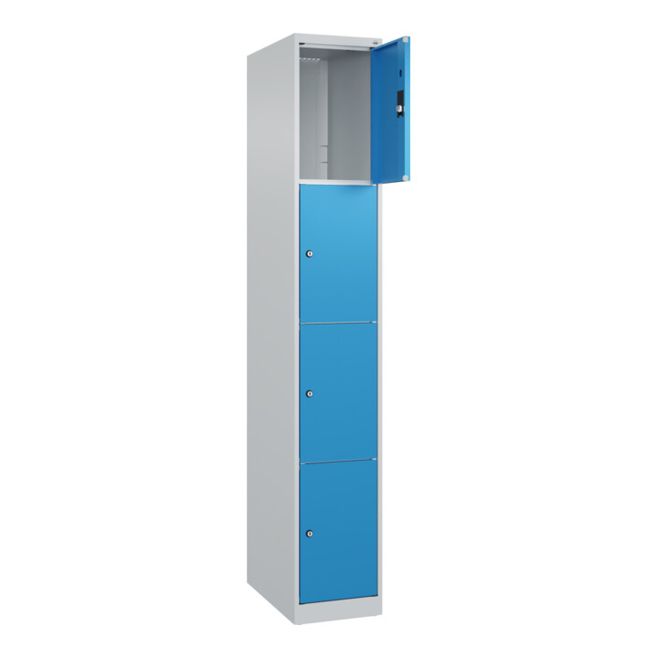 C+P Schließfachschrank Classic PLUS, 1 Abteil, 1850x300x500mm, 7035/5012 Innenhöhe Gefach oben (oberes 453 mm Front RAL 5012 Lichtblau