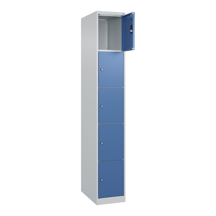 C+P Schließfachschrank Classic PLUS, 1 Abteil, 1850x300x500mm, 7035/5023 Innenhöhe Gefach oben (oberes 365 mm Front RAL 5023 Fernblau
