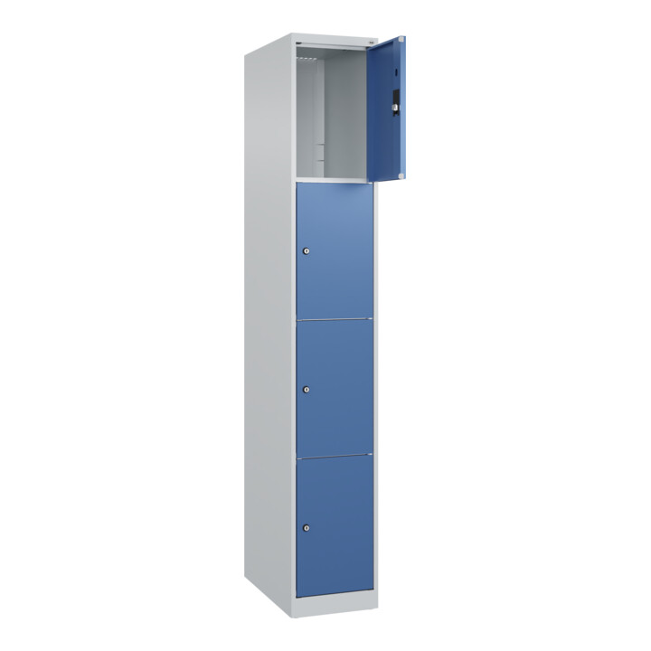 C+P Schließfachschrank Classic PLUS, 1 Abteil, 1850x300x500mm, 7035/5023 Innenhöhe Gefach oben (oberes 453 mm Front RAL 5023 Fernblau