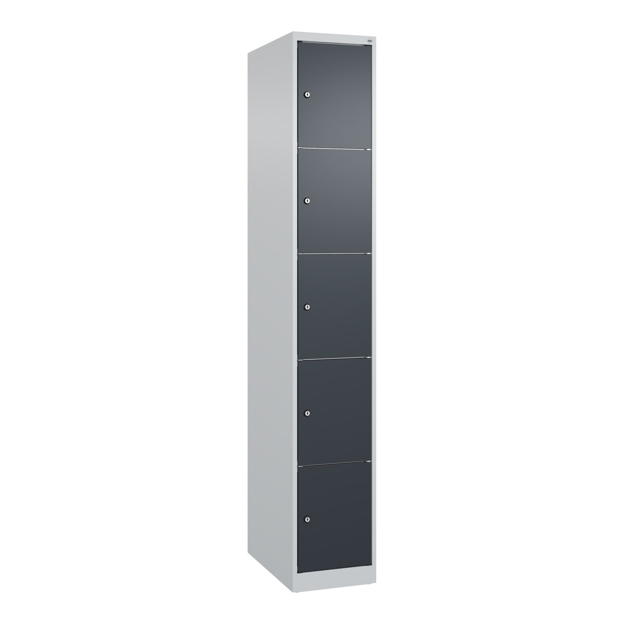 C+P Schließfachschrank Classic PLUS, 1 Abteil, 1850x300x500mm, 7035/7016 Innenhöhe Gefach oben (oberes 365 mm Front RAL 7016 Anthrazitgrau ; C + P Möb