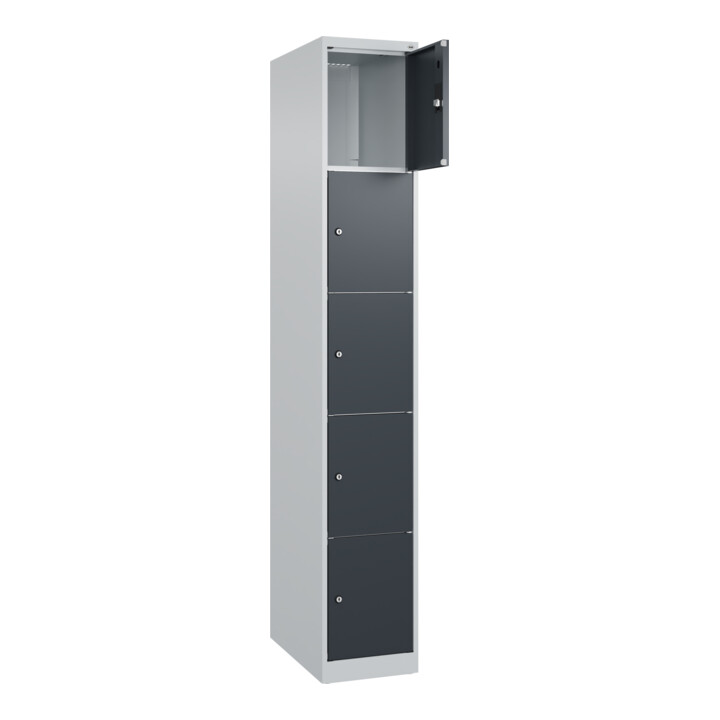 C+P Schließfachschrank Classic PLUS, 1 Abteil, 1850x300x500mm, 7035/7016 Innenhöhe Gefach oben (oberes 365 mm Front RAL 7016 Anthrazitgrau