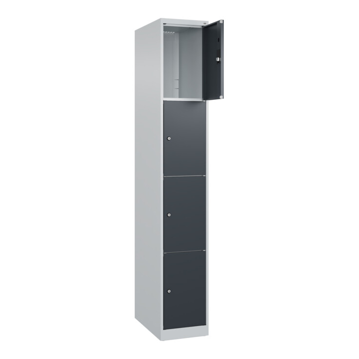 C+P Schließfachschrank Classic PLUS, 1 Abteil, 1850x300x500mm, 7035/7016 Innenhöhe Gefach oben (oberes 453 mm Front RAL 7016 Anthrazitgrau