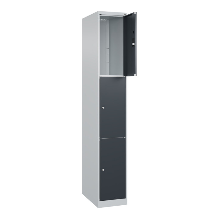 C+P Schließfachschrank Classic PLUS, 1 Abteil, 1850x300x500mm, 7035/7016 Innenhöhe Gefach oben (oberes 599 mm Front RAL 7016 Anthrazitgrau