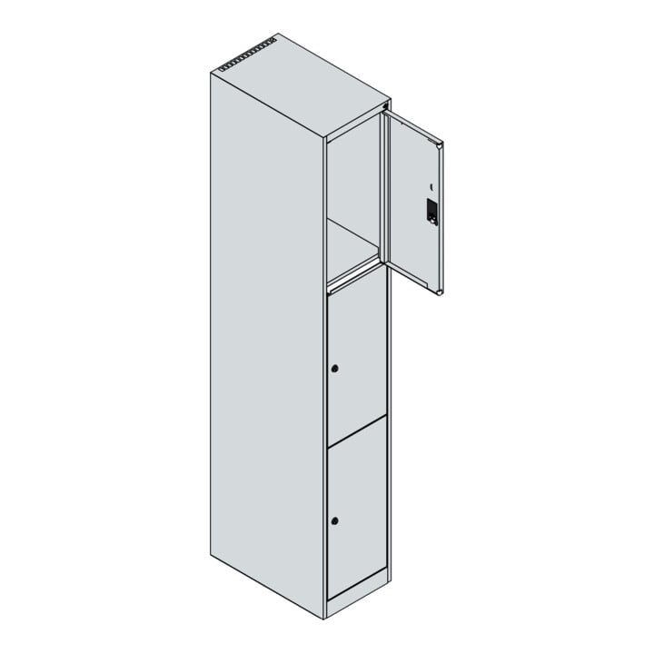 C+P Schließfachschrank Classic PLUS, 1 Abteil, 1850x300x500mm, 7035/7016 Innenhöhe Gefach oben (oberes 599 mm Front RAL 7016 Anthrazitgrau
