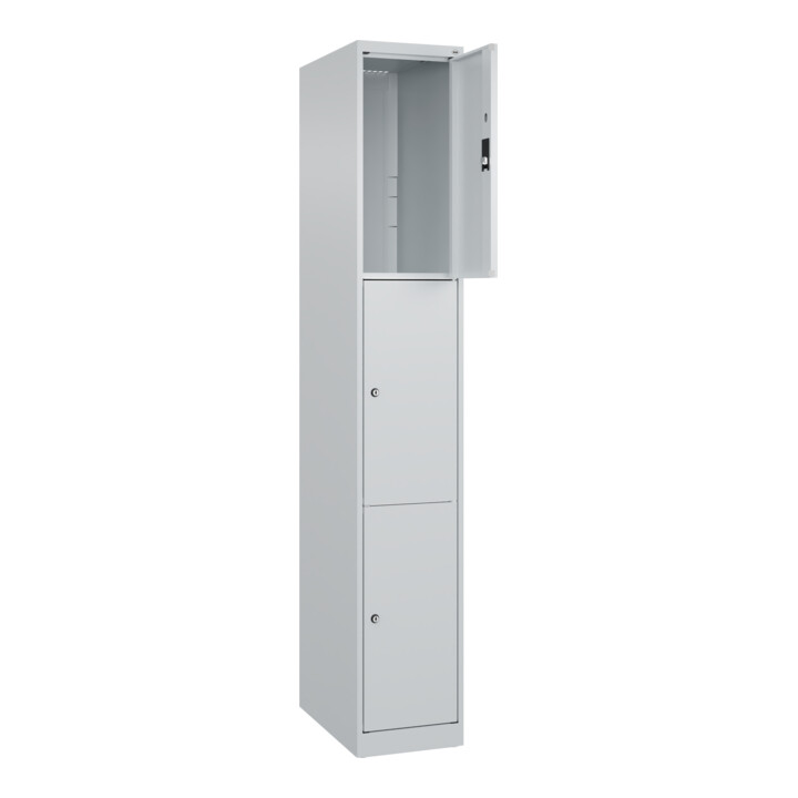 C+P Schließfachschrank Classic PLUS, 1 Abteil, 1850x300x500mm, 7035/7035 Innenhöhe Gefach oben (oberes 599 mm Front RAL 7035 Lichtgrau