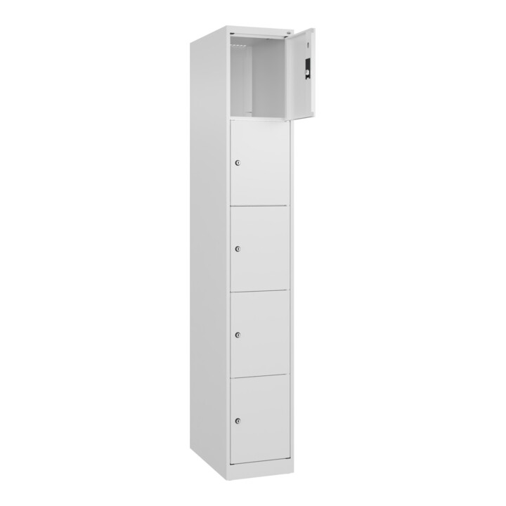 C+P Schließfachschrank Classic PLUS, 1 Abteil, 1850x300x500mm, 9016/9016 Innenhöhe Gefach oben (oberes 365 mm Front RAL 9016 Verkehrsweiß