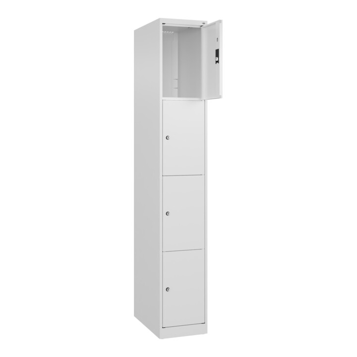 C+P Schließfachschrank Classic PLUS, 1 Abteil, 1850x300x500mm, 9016/9016 Innenhöhe Gefach oben (oberes 453 mm Front RAL 9016 Verkehrsweiß