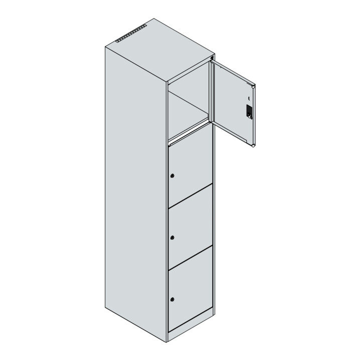 C+P Schließfachschrank Classic PLUS, 1 Abteil, 1850x400x500mm, 7016/7016 Innenhöhe Gefach oben (oberes 453 mm Front RAL 7016 Anthrazitgrau