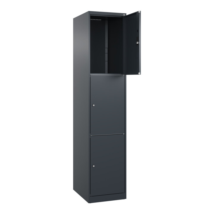 C+P Schließfachschrank Classic PLUS, 1 Abteil, 1850x400x500mm, 7016/7016 Innenhöhe Gefach oben (oberes 599 mm Front RAL 7016 Anthrazitgrau