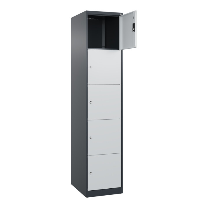 C+P Schließfachschrank Classic PLUS, 1 Abteil, 1850x400x500mm, 7016/7035 Innenhöhe Gefach oben (oberes 365 mm Front RAL 7035 Lichtgrau