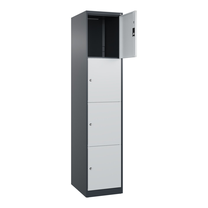 C+P Schließfachschrank Classic PLUS, 1 Abteil, 1850x400x500mm, 7016/7035 Innenhöhe Gefach oben (oberes 453 mm Front RAL 7035 Lichtgrau