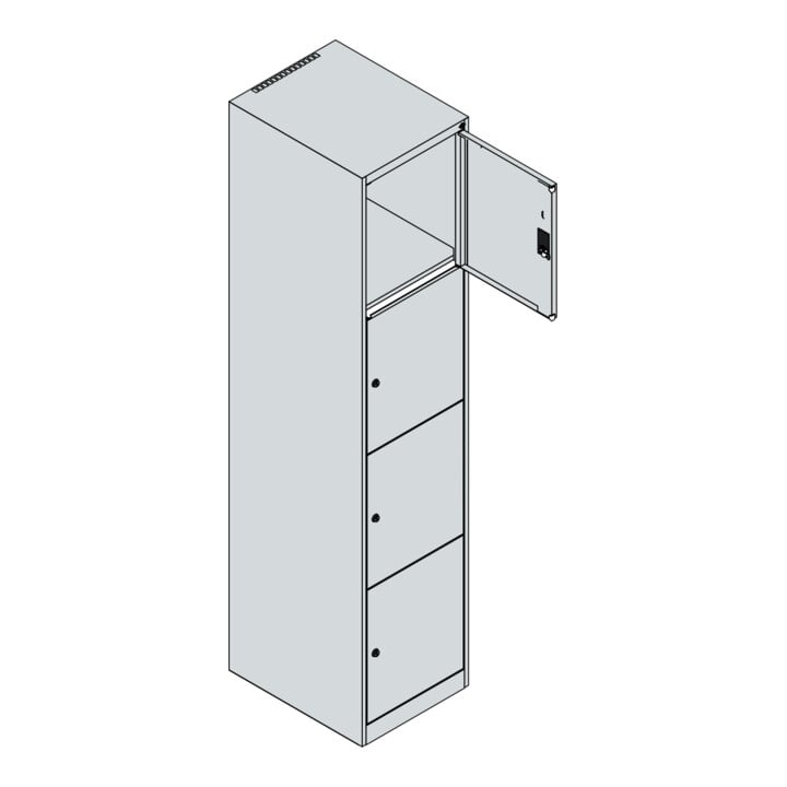 C+P Schließfachschrank Classic PLUS, 1 Abteil, 1850x400x500mm, 7016/7035 Innenhöhe Gefach oben (oberes 453 mm Front RAL 7035 Lichtgrau