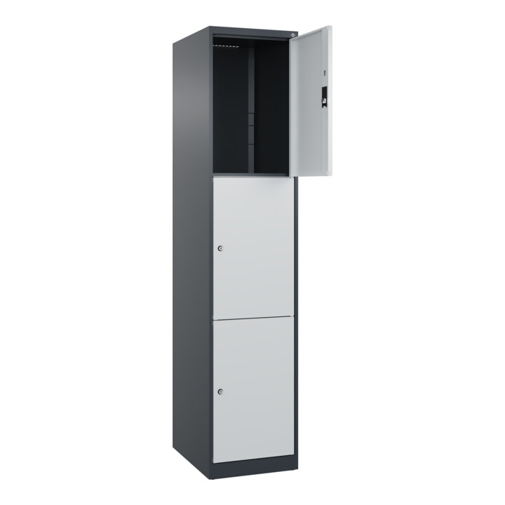 C+P Schließfachschrank Classic PLUS, 1 Abteil, 1850x400x500mm, 7016/7035 Innenhöhe Gefach oben (oberes 599 mm Front RAL 7035 Lichtgrau
