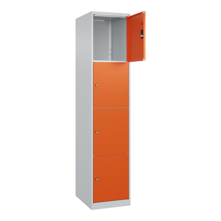 C+P Schließfachschrank Classic PLUS, 1 Abteil, 1850x400x500mm, 7035/2004 Innenhöhe Gefach oben (oberes 453 mm Front RAL 2004 Reinorange