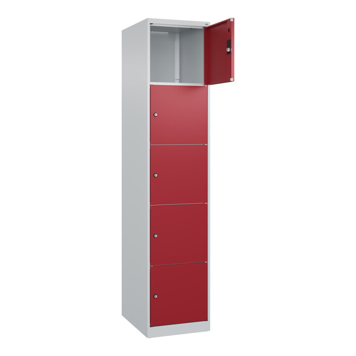 C+P Schließfachschrank Classic PLUS, 1 Abteil, 1850x400x500mm, 7035/3003 Innenhöhe Gefach oben (oberes 365 mm Front RAL 3003 Rubinrot