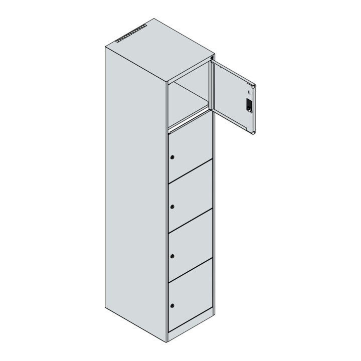 C+P Schließfachschrank Classic PLUS, 1 Abteil, 1850x400x500mm, 7035/3003 Innenhöhe Gefach oben (oberes 365 mm Front RAL 3003 Rubinrot