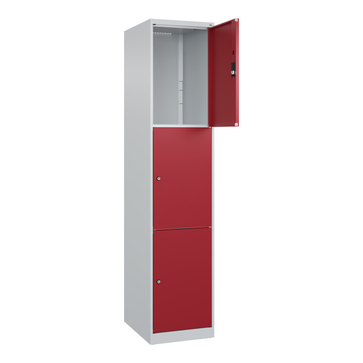 C+P Schließfachschrank Classic PLUS, 1 Abteil, 1850x400x500mm, 7035/3003 Innenhöhe Gefach oben (oberes 599 mm Front RAL 3003 Rubinrot