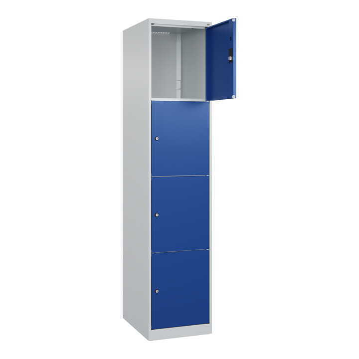 C+P Schließfachschrank Classic PLUS, 1 Abteil, 1850x400x500mm, 7035/5010 Innenhöhe Gefach oben (oberes 453 mm Front RAL 5010 Enzianblau