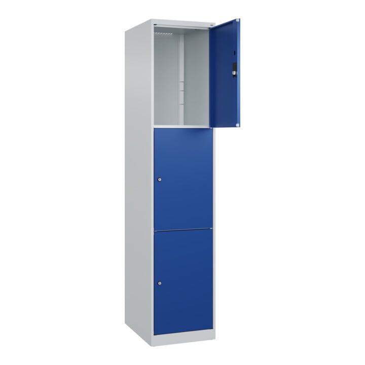 C+P Schließfachschrank Classic PLUS, 1 Abteil, 1850x400x500mm, 7035/5010 Innenhöhe Gefach oben (oberes 599 mm Front RAL 5010 Enzianblau