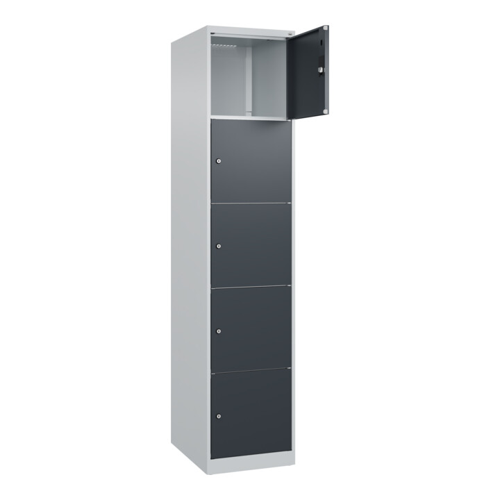 C+P Schließfachschrank Classic PLUS, 1 Abteil, 1850x400x500mm, 7035/7016 Innenhöhe Gefach oben (oberes 365 mm Front RAL 7016 Anthrazitgrau
