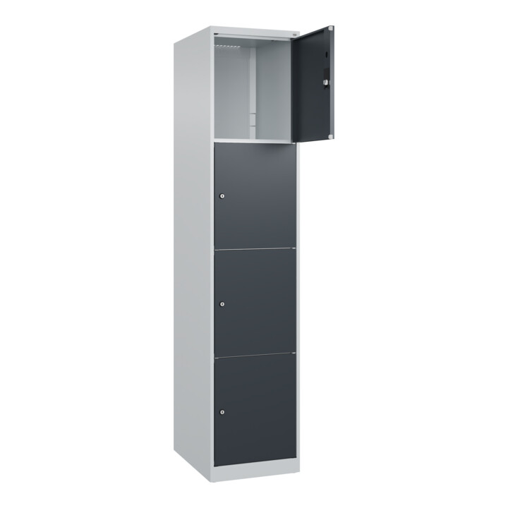C+P Schließfachschrank Classic PLUS, 1 Abteil, 1850x400x500mm, 7035/7016 Innenhöhe Gefach oben (oberes 453 mm Front RAL 7016 Anthrazitgrau