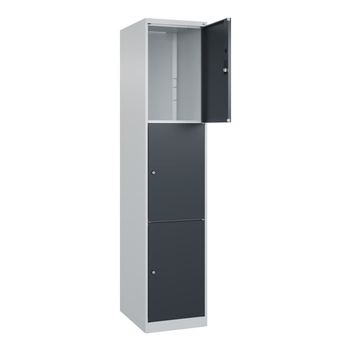 C+P Schließfachschrank Classic PLUS, 1 Abteil, 1850x400x500mm, 7035/7016 Innenhöhe Gefach oben (oberes 599 mm Front RAL 7016 Anthrazitgrau