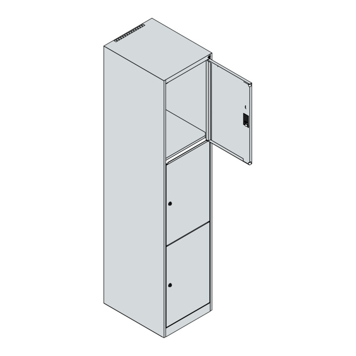 C+P Schließfachschrank Classic PLUS, 1 Abteil, 1850x400x500mm, 7035/7016 Innenhöhe Gefach oben (oberes 599 mm Front RAL 7016 Anthrazitgrau