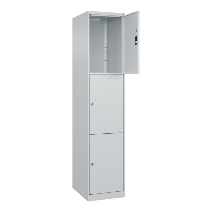 C+P Schließfachschrank Classic PLUS, 1 Abteil, 1850x400x500mm, 7035/7035 Innenhöhe Gefach oben (oberes 599 mm Front RAL 7035 Lichtgrau