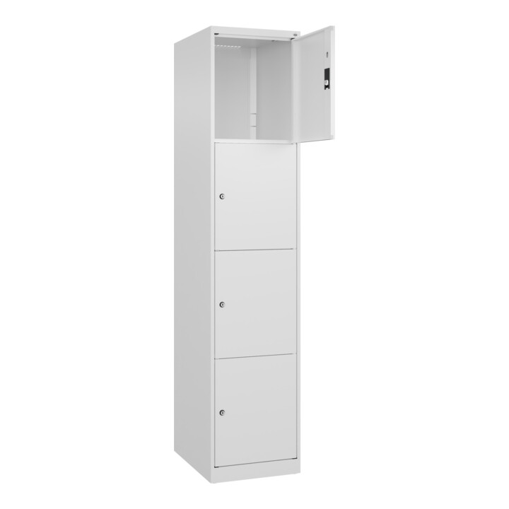 C+P Schließfachschrank Classic PLUS, 1 Abteil, 1850x400x500mm, 9016/9016 Innenhöhe Gefach oben (oberes 453 mm Front RAL 9016 Verkehrsweiß